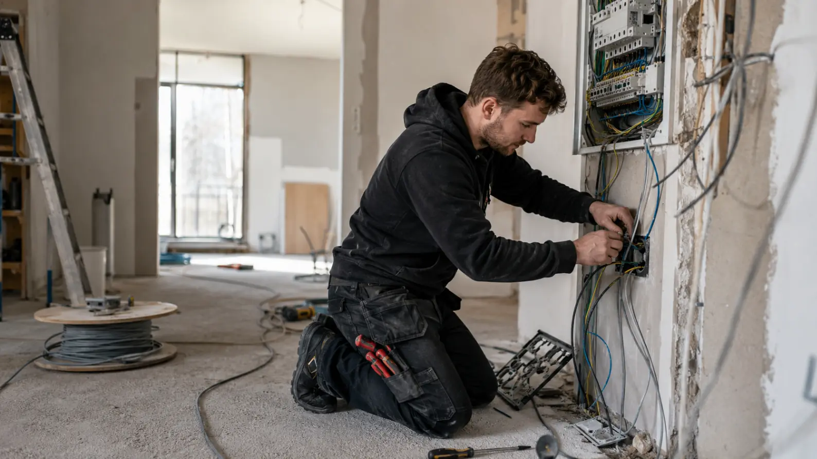 Elektriker i arbejde